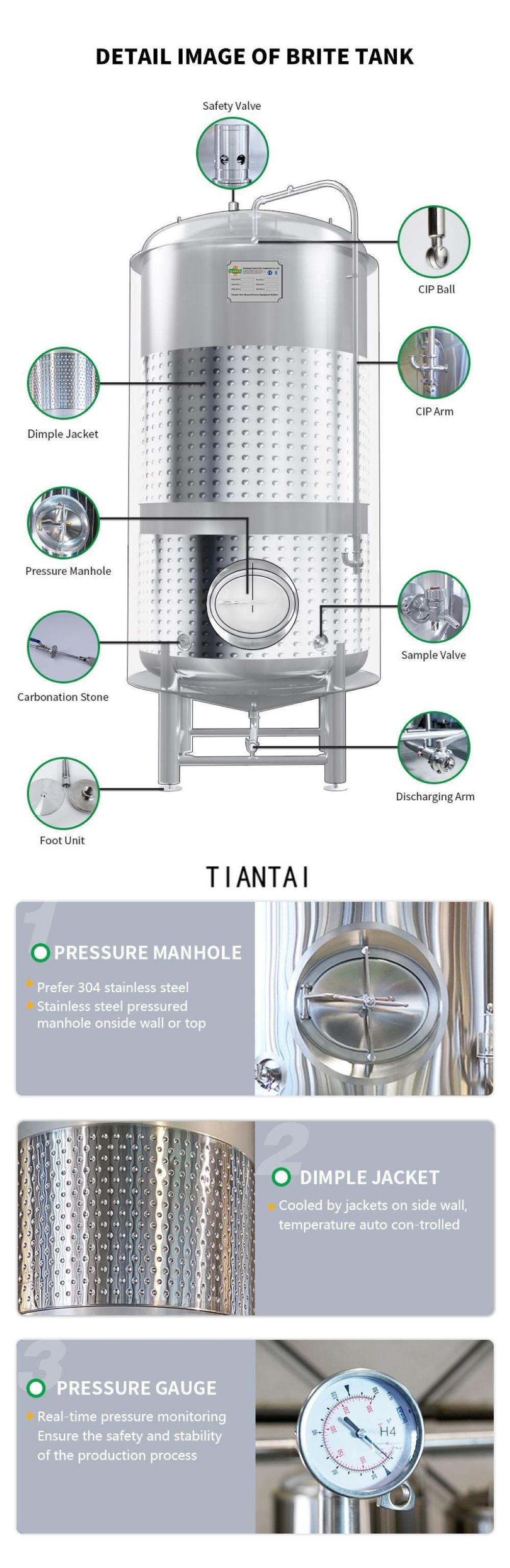 brite tank, brewery equipment, beer brewing system, brewpub equipment, beer fermenter
